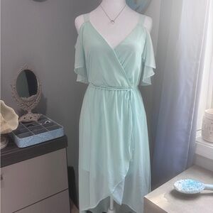 No Boundaries Light Green High Low Dress